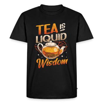 Tea is liquid wisdom, tea drinkers tea lovers - Men's Premium Organic T-Shirt - black - Front - Nico (187cm)