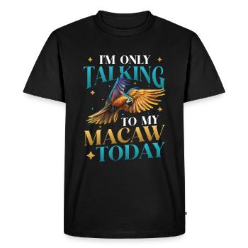 Je ne parle qu’à mon ara bleu-jaune aujourd’hui - T-shirt Premium bio Homme - noir - Devant - Nico (187cm)