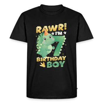 7ème anniversaire garçon joyeux anniversaire dinosaure - T-shirt Premium bio Homme - noir - Devant - Nico (187cm)