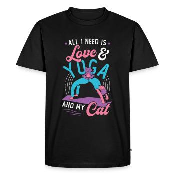 Tout ce dont j’ai besoin, c’est d’amour et de yoga - T-shirt Premium bio Homme - noir - Devant - Nico (187cm)