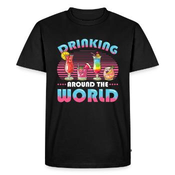 Drinking around the world around the world - Men's Premium Organic T-Shirt - black - Front - Nico (187cm)
