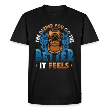 Deep Sea Divers, Scuba Diving - Men's Premium Organic T-Shirt - black - Front - Nico (187cm)