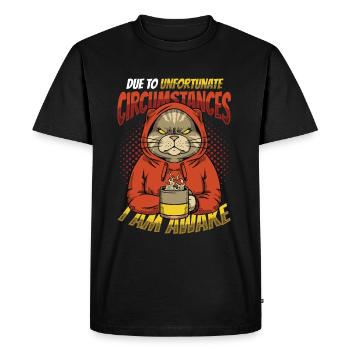 En raison de circonstances malheureuses, je suis en retard - T-shirt Premium bio Homme - noir - Devant - Nico (187cm)
