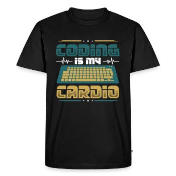 Coding Is My Cardio, Code Programmer - Men's Premium Organic T-Shirt - black - Front - Nico (187cm)