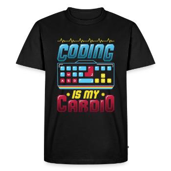 Coding is my cardio, code programmer - Men's Premium Organic T-Shirt - black - Front - Nico (187cm)