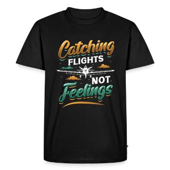 Flying instead of feeling, travel-addicted flyer - Men's Premium Organic T-Shirt - black - Front - Nico (187cm)
