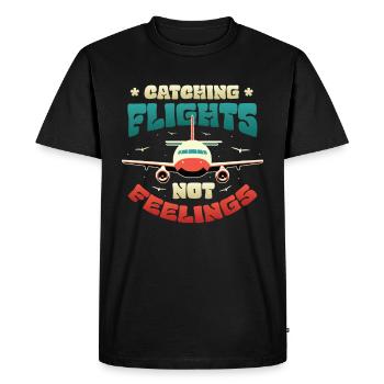 Flying instead of feeling, travel-addicted flyer - Men's Premium Organic T-Shirt - black - Front - Nico (187cm)
