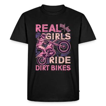 Les vraies filles conduisent des motos hors route, motocross féminin - T-shirt Premium bio Homme - noir - Devant - Nico (187cm)