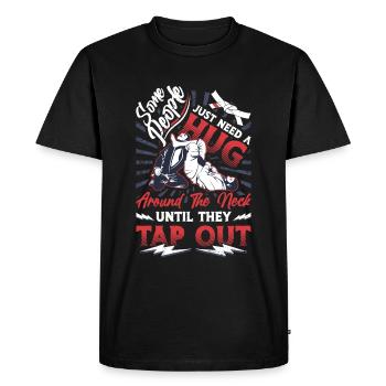 Câlin autour du cou, Jiu Jitsu - T-shirt Premium bio Homme - noir - Devant - Nico (187cm)
