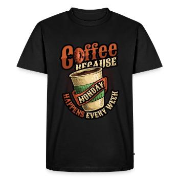 Café d’abord, détruire plus tard, caféine - T-shirt Premium bio Homme - noir - Devant - Nico (187cm)