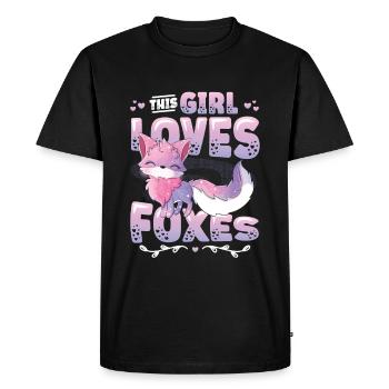 This girl loves foxes, nice fox girl - Men's Premium Organic T-Shirt - black - Front - Nico (187cm)