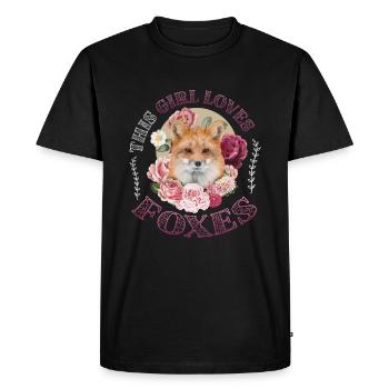 This girl loves foxes, nice fox girl - Men's Premium Organic T-Shirt - black - Front - Nico (187cm)