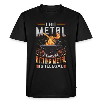 Hit Metal, Forgeron - T-shirt Premium bio Homme - noir - Devant - Nico (187cm)
