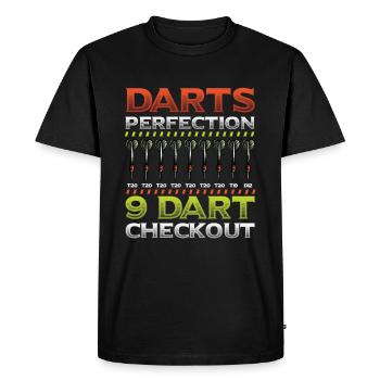 Dart Perfection, 9 Dart Checkout, Joueur de fléchettes - T-shirt Premium bio Homme - noir - Devant - Nico (187cm)