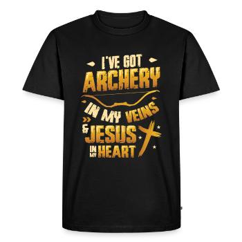 Archer religieux, Tir à l’arc - T-shirt Premium bio Homme - noir - Devant - Nico (187cm)