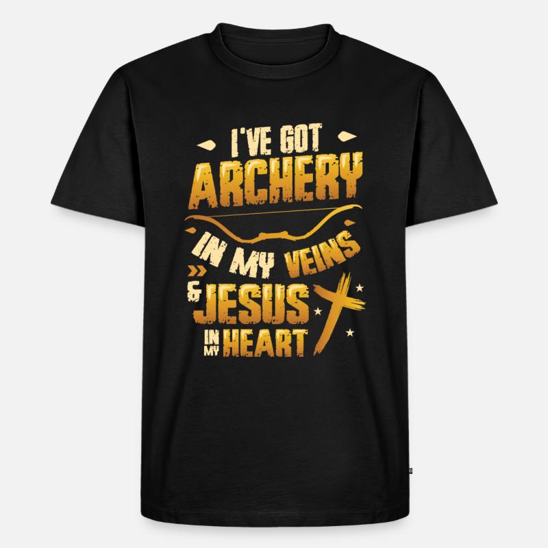 Religious archer, Archery - Men's Premium Organic T-Shirt - black