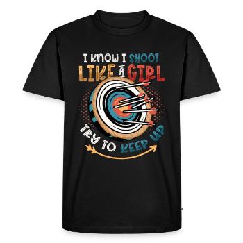 I know I'm shooting like a girl - Men's Premium Organic T-Shirt - black - Front - Nico (187cm)