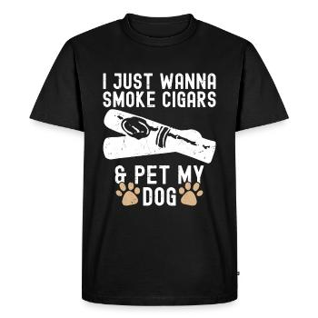 Cigar and dogs smoking toabacos - Men's Premium Organic T-Shirt - black - Front - Nico (187cm)