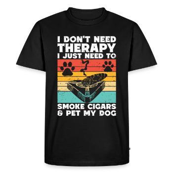 Cigar and dogs smoking toabacos - Men's Premium Organic T-Shirt - black - Front - Nico (187cm)