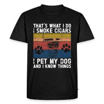 Cigar and dogs smoking toabacos - Men's Premium Organic T-Shirt - black - Front - Nico (187cm)