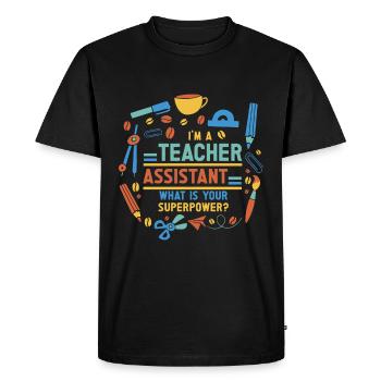 Enseignant -Assistant Directeur d’enseignement - T-shirt Premium bio Homme - noir - Devant - Nico (187cm)