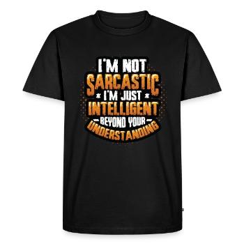 Sarcasme intelligent, au-delà de la compréhension - T-shirt Premium bio Homme - noir - Devant - Nico (187cm)