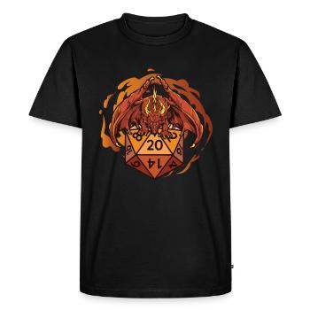 Dragon with D20 dice - Men's Premium Organic T-Shirt - black - Front - Nico (187cm)