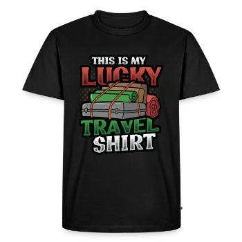 Peur de prendre l’avion, de voyager, de prendre l’avion, de prendre l’avion - T-shirt Premium bio Homme - noir - Devant - Nico (187cm)