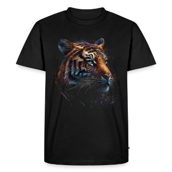 Motif Tigre Zoo Animaux Art Tête de Tigre Motif - T-shirt Premium bio Homme - noir - Devant - Nico (187cm)
