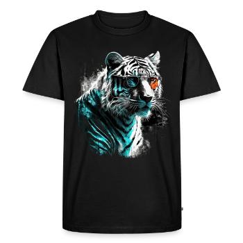 Motif Tigre Zoo Animaux Art Tête de Tigre Motif - T-shirt Premium bio Homme - noir - Devant - Nico (187cm)