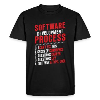 Software development process, programming - Men's Premium Organic T-Shirt - black - Front - Nico (187cm)