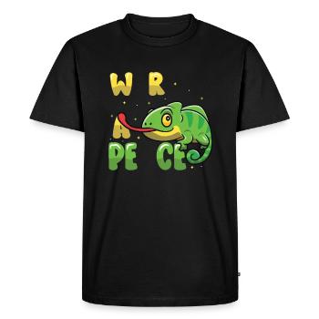Caméléon de la Paix, Mouvement pour la Paix - T-shirt Premium bio Homme - noir - Devant - Nico (187cm)