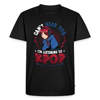 Je ne t’entends pas, j’entends Kpop - T-shirt Premium bio Homme - noir - Devant - Nico (187cm)
