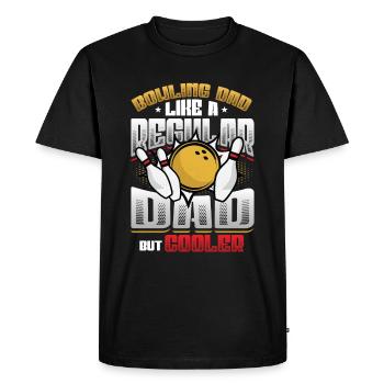Papa bowling, comme un papa normal, mais plus cool - T-shirt Premium bio Homme - noir - Devant - Nico (187cm)