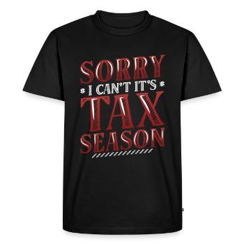 Désolé, je ne peux pas, c’est la saison des impôts - T-shirt Premium bio Homme - noir - Devant - Nico (187cm)