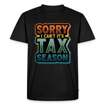 Désolé, je ne peux pas, c’est la saison des impôts - T-shirt Premium bio Homme - noir - Devant - Nico (187cm)