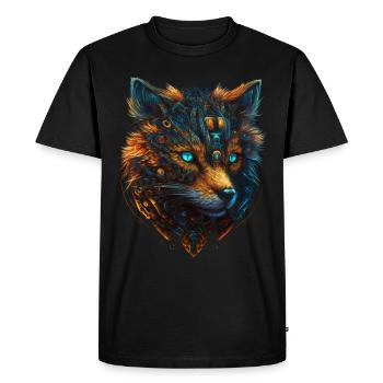 Fox Fantasy Animal Motif Robot Gift Animal - Men's Premium Organic T-Shirt - black - Front - Nico (187cm)