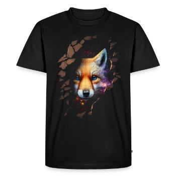 Fox Wall Galaxy Stars Gift Animal Blue Eyes - Men's Premium Organic T-Shirt - black - Front - Nico (187cm)