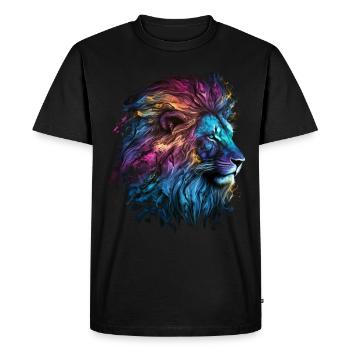 Lion Colorful Big Cat Kuns Animal Gift Africa Zoo - Men's Premium Organic T-Shirt - black - Front - Nico (187cm)
