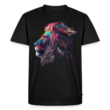 Lion Colorful Big Cat Kuns Animal Gift Africa Zoo - Men's Premium Organic T-Shirt - black - Front - Nico (187cm)