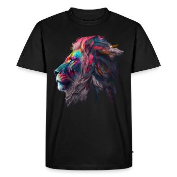 Lion Colorful Big Cat Kuns Animal Gift Africa Zoo - Men's Premium Organic T-Shirt - black - Front - Nico (187cm)