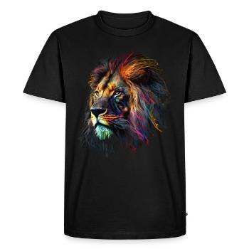 Lion Colorful Big Cat Kuns Animal Gift Africa Zoo - Men's Premium Organic T-Shirt - black - Front - Nico (187cm)