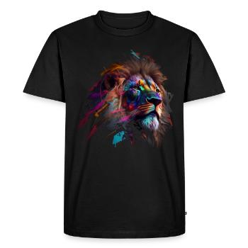 Lion Colorful Big Cat Kuns Animal Gift Africa Zoo - Men's Premium Organic T-Shirt - black - Front - Nico (187cm)