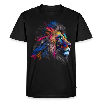 Lion Colorful Big Cat Kuns Animal Gift Africa Zoo - Men's Premium Organic T-Shirt - black - Front - Nico (187cm)