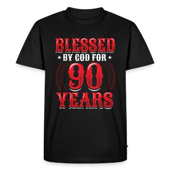 Religious by God for 90 years - Men's Premium Organic T-Shirt - black - Front - Nico (187cm)