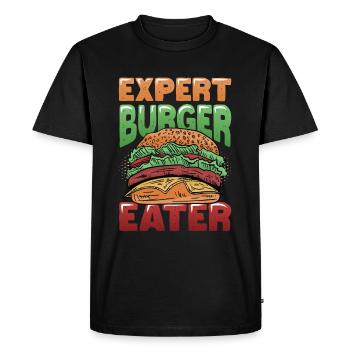 Expert Burger Eater Cheeseburger - Men's Premium Organic T-Shirt - black - Front - Nico (187cm)