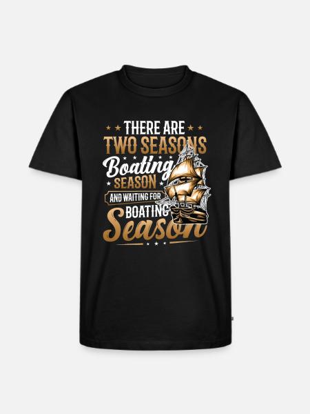 Warten Auf Die Bootssaison, Bootsführer - Männer Premium Bio T-Shirt - Schwarz