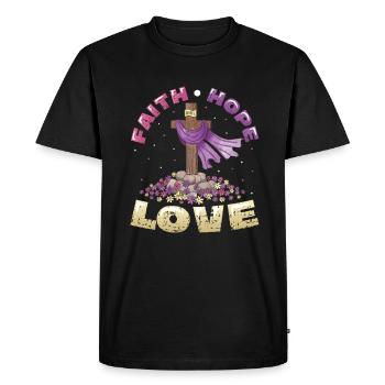 Foi, Espérance, Amour Église, Religion - T-shirt Premium bio Homme - noir - Devant - Nico (187cm)