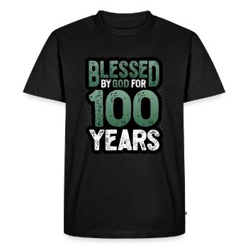 Religious by God for 100 years - Men's Premium Organic T-Shirt - black - Front - Nico (187cm)