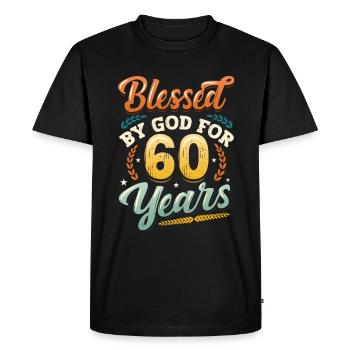 Religious by God for 60 years - Men's Premium Organic T-Shirt - black - Front - Nico (187cm)